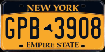 NY license plate GPB3908