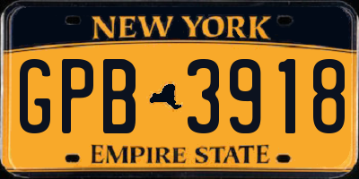 NY license plate GPB3918
