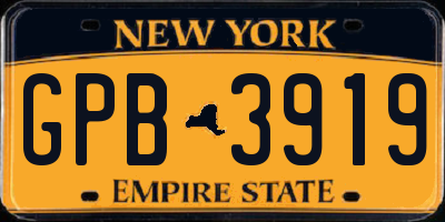 NY license plate GPB3919