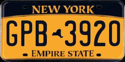 NY license plate GPB3920