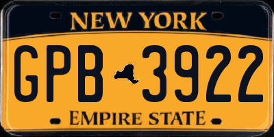NY license plate GPB3922