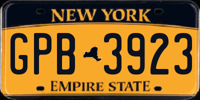 NY license plate GPB3923
