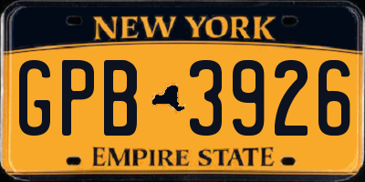 NY license plate GPB3926