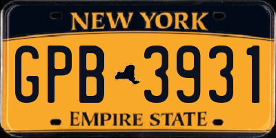 NY license plate GPB3931