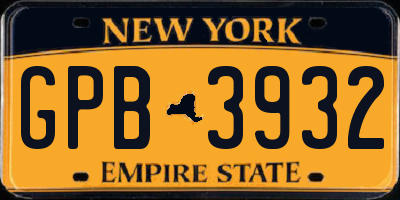 NY license plate GPB3932