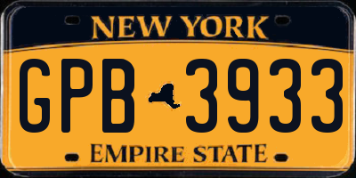 NY license plate GPB3933