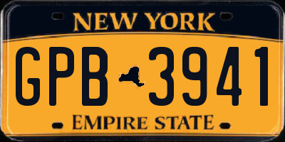 NY license plate GPB3941