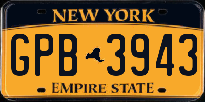 NY license plate GPB3943