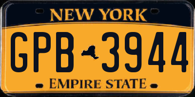 NY license plate GPB3944