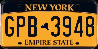 NY license plate GPB3948