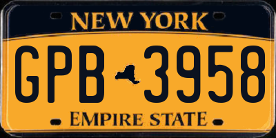 NY license plate GPB3958