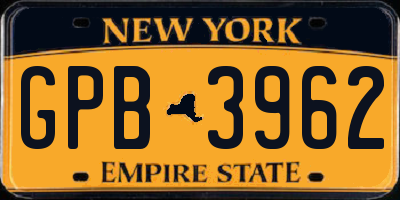 NY license plate GPB3962