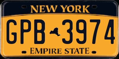 NY license plate GPB3974