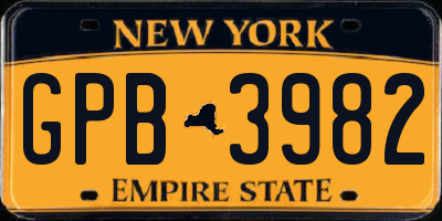NY license plate GPB3982