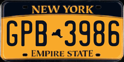NY license plate GPB3986
