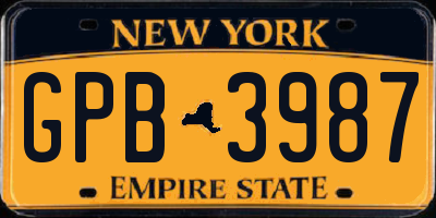 NY license plate GPB3987