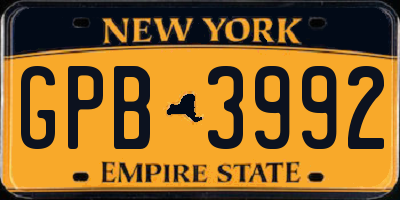 NY license plate GPB3992