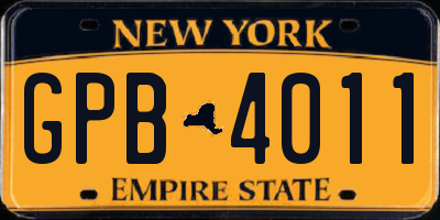 NY license plate GPB4011