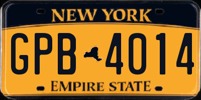 NY license plate GPB4014