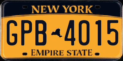 NY license plate GPB4015