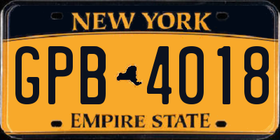 NY license plate GPB4018