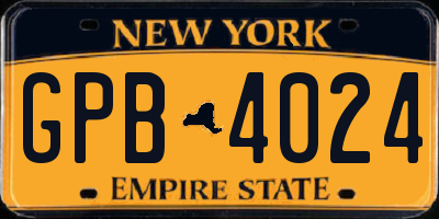 NY license plate GPB4024