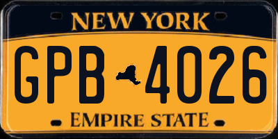 NY license plate GPB4026