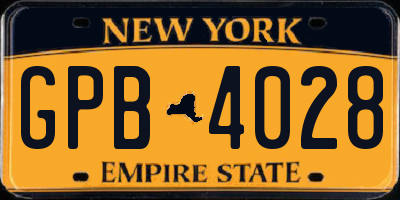 NY license plate GPB4028