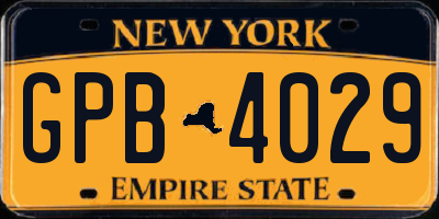 NY license plate GPB4029