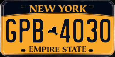 NY license plate GPB4030