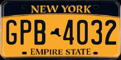 NY license plate GPB4032