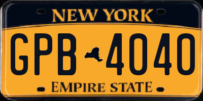 NY license plate GPB4040