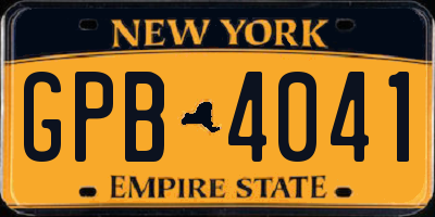 NY license plate GPB4041