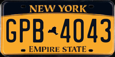 NY license plate GPB4043