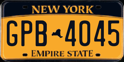 NY license plate GPB4045