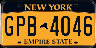 NY license plate GPB4046