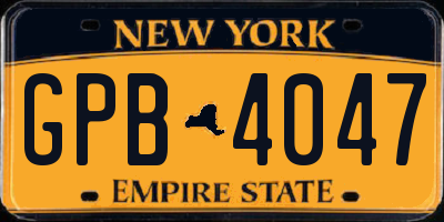 NY license plate GPB4047