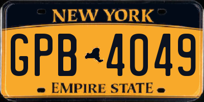 NY license plate GPB4049