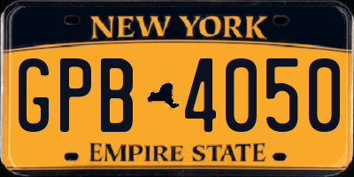 NY license plate GPB4050