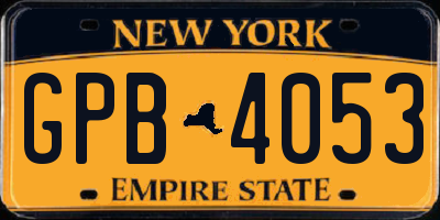 NY license plate GPB4053