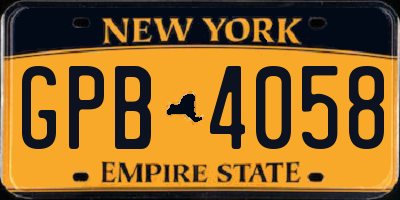 NY license plate GPB4058