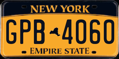 NY license plate GPB4060