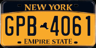 NY license plate GPB4061