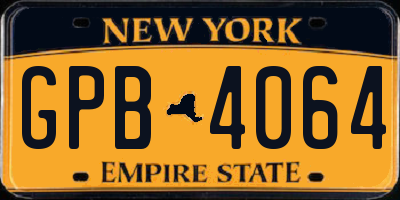 NY license plate GPB4064