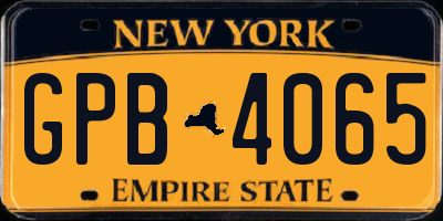 NY license plate GPB4065