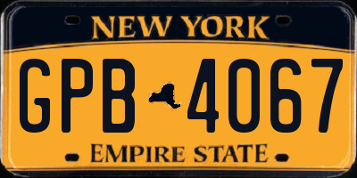 NY license plate GPB4067