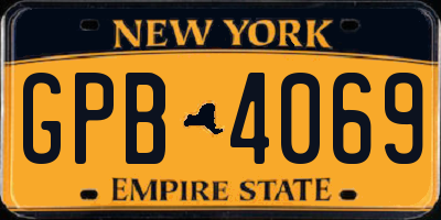 NY license plate GPB4069