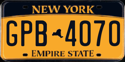 NY license plate GPB4070