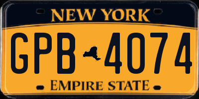 NY license plate GPB4074