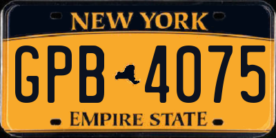 NY license plate GPB4075